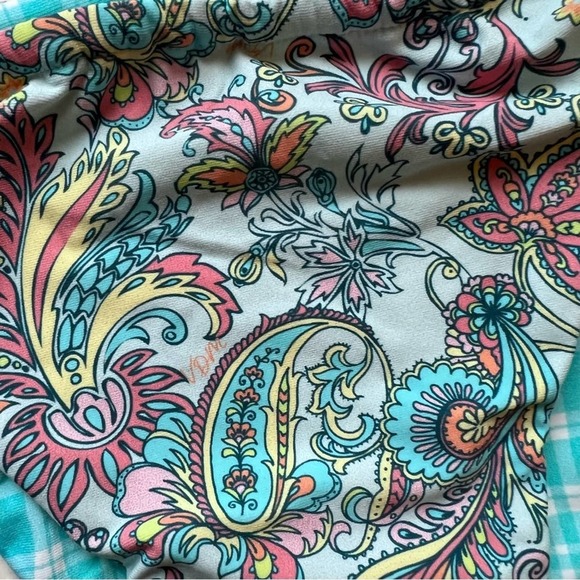 🆕 NWT REVOLVE Bikini REVERSIBLE PAISLEY CHECK VDM PASTEL MINT BLUE STRING - Picture 12 of 15